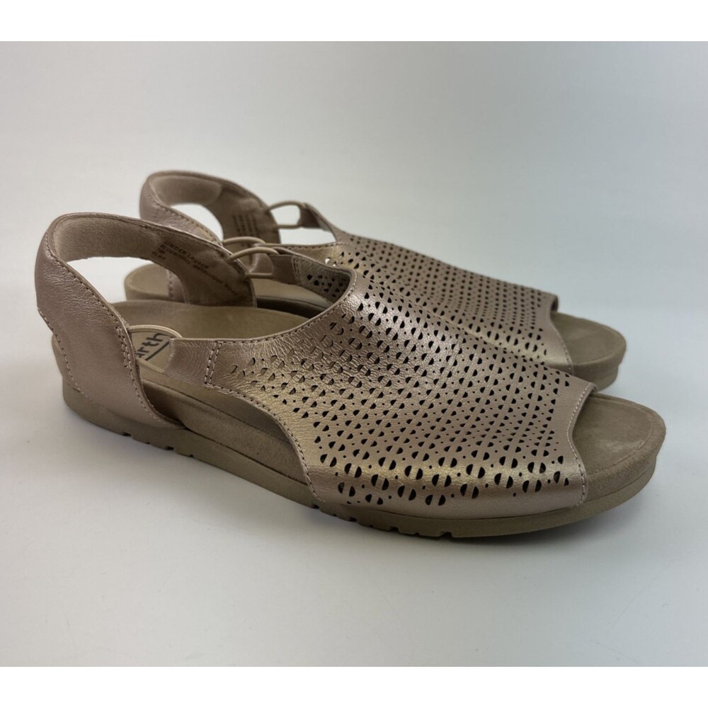 Earth Linden Laveen Slingback Sandal Flat Comfort Rose Gold Leather Perforated 7